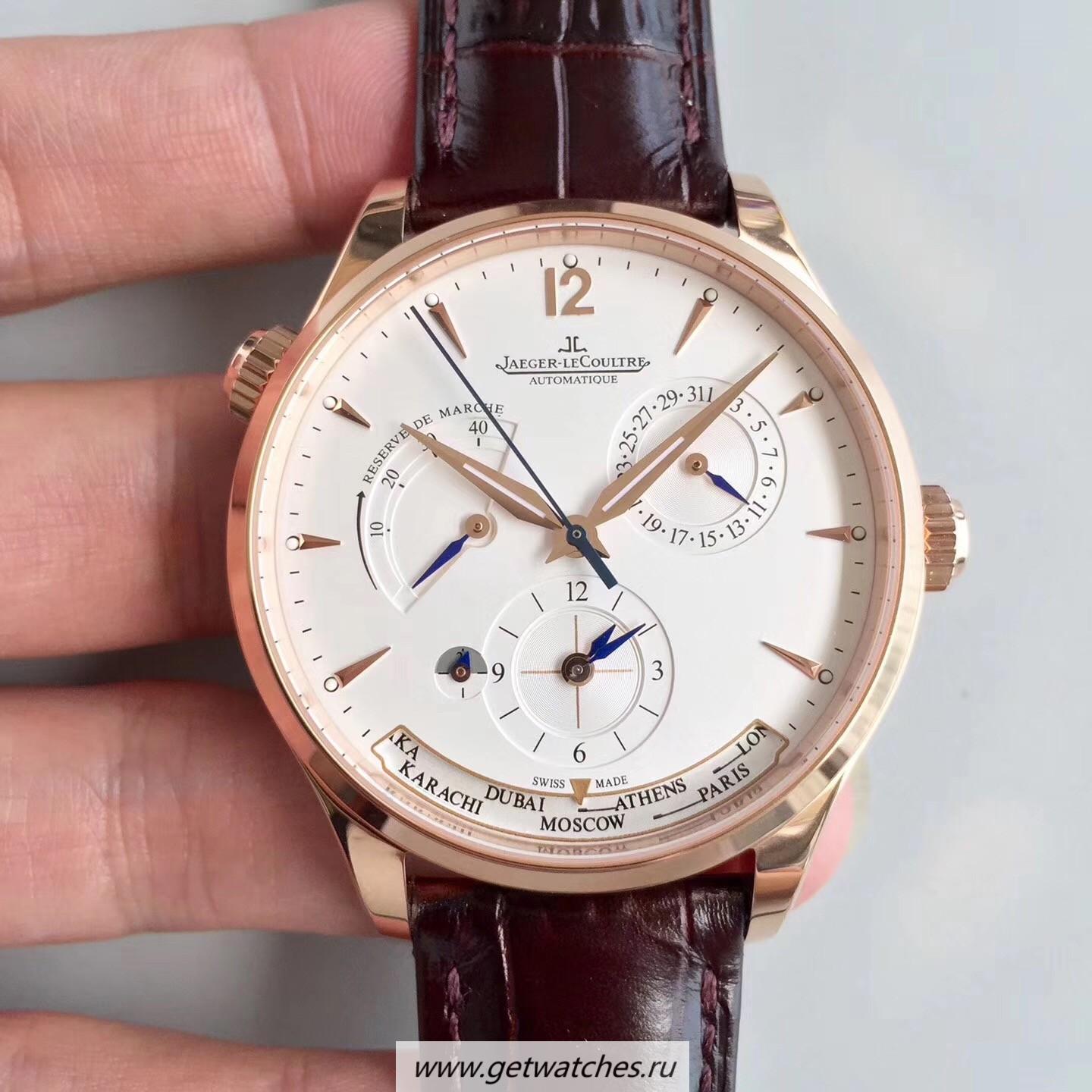 Best Price Jaeger-LeCoultre Master Geographic Gold 1422521 BF Rose Gold Silver Dial Caliber 939A/1
