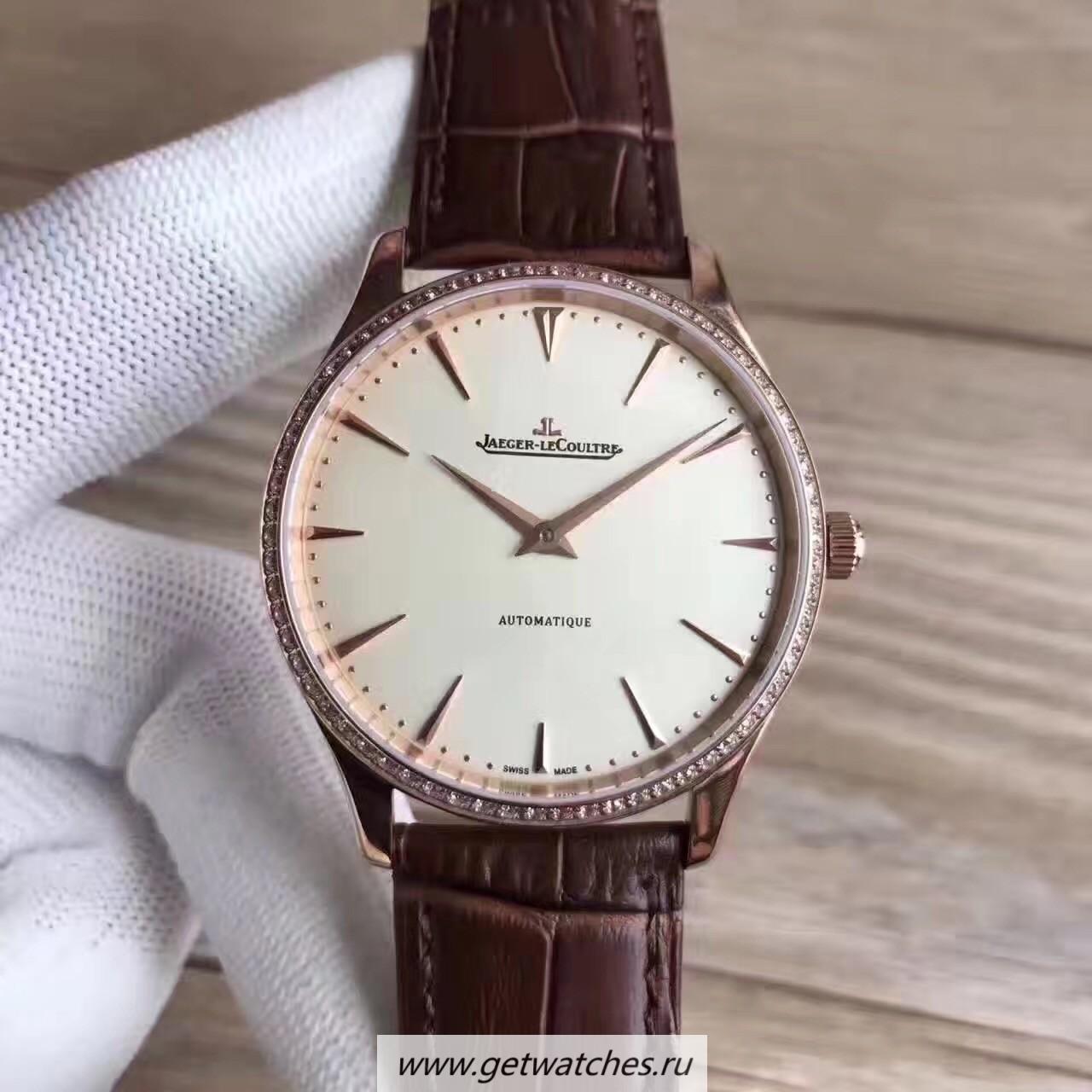 Copy Jaeger-LeCoultre Master Ultra Thin 41 1332511 Noob Factory Rose Gold & D1am0nds Silver Dial M9015