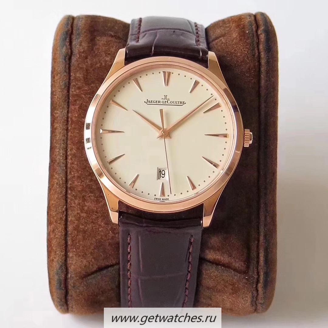 Fake Jaeger-LeCoultre Master Ultra Thin Date 1282510 ZF Rose Gold Beige Dial JLC 899/1