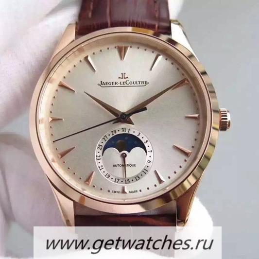 High Quality Jaeger-LeCoultre Master Ultra Thin Moon Rose Gold Silver Dial JLC 925