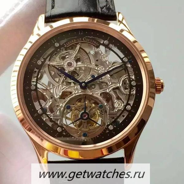 NEW Replica Jaeger-LeCoultre Master Ultra Thin Tourbillon Rose Gold Black & Skeleton Dial Tourbillon
