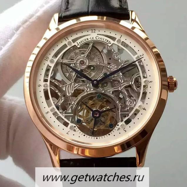 Shop Jaeger-LeCoultre Master Ultra Thin Tourbillon Rose Gold White & Skeleton Dial Tourbillon