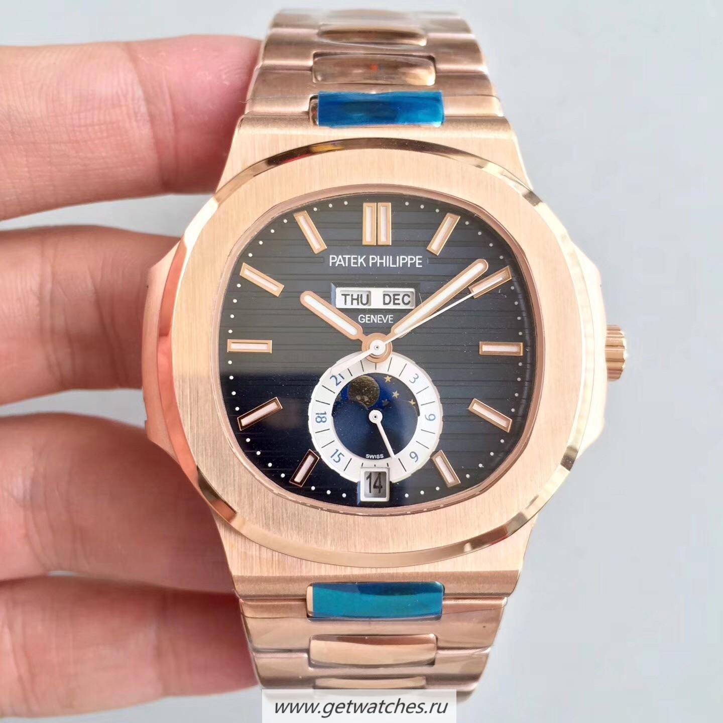 Copy Pat*k Phi1i*pe Nautilus 5726/1A Noob Factory Rose Gold Blue Dial 324 S QA LU 24H/303