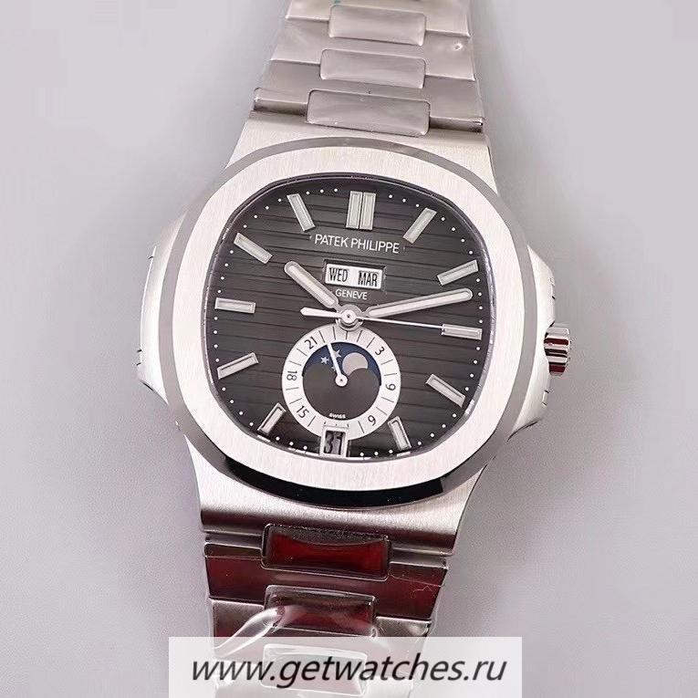 Replica Pat*k Phi1i*pe Nautilus Annual Calendar Moonphase 5726 GRF V2 SS Black Dial 324