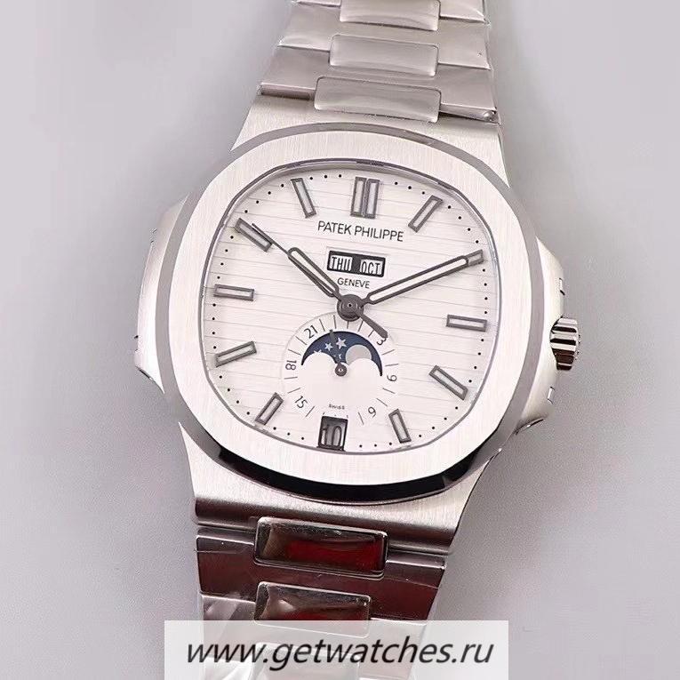 Fake Pat*k Phi1i*pe Nautilus Annual Calendar Moonphase 5726 GRF V2 SS White Dial 324