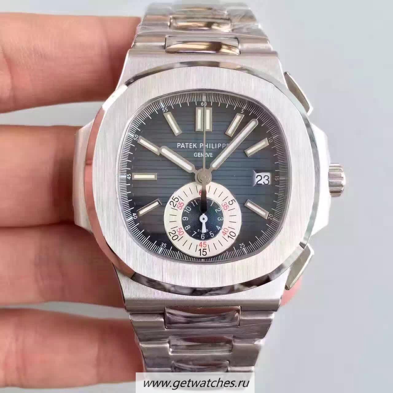 Perfect Replica Pat*k Phi1i*pe Nautilus Chrono 5980 JF SS Blue Dial CH28-520C