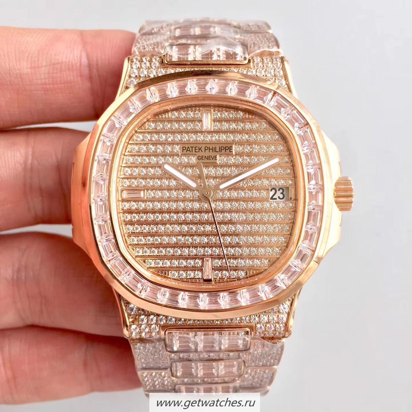 Shop Pat*k Phi1i*pe Nautilus Jumbo 5719/10G-010 DMF Rose Gold & D1am0nds D1am0nd Dial 324SC