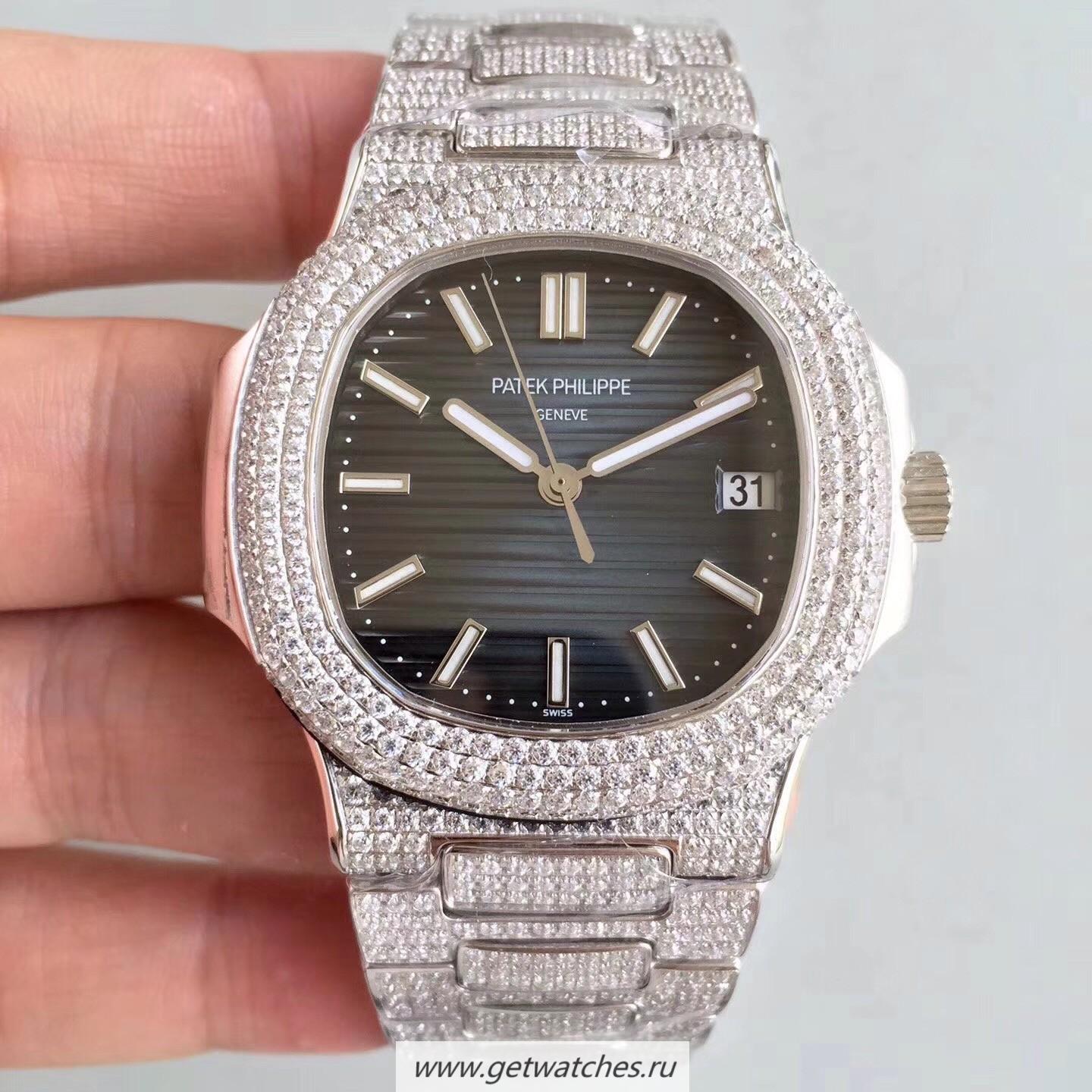 High Quality Pat*k Phi1i*pe Nautilus Jumbo 5719/10G-010 MKF SS & D1am0nds Blue Dial 324SC