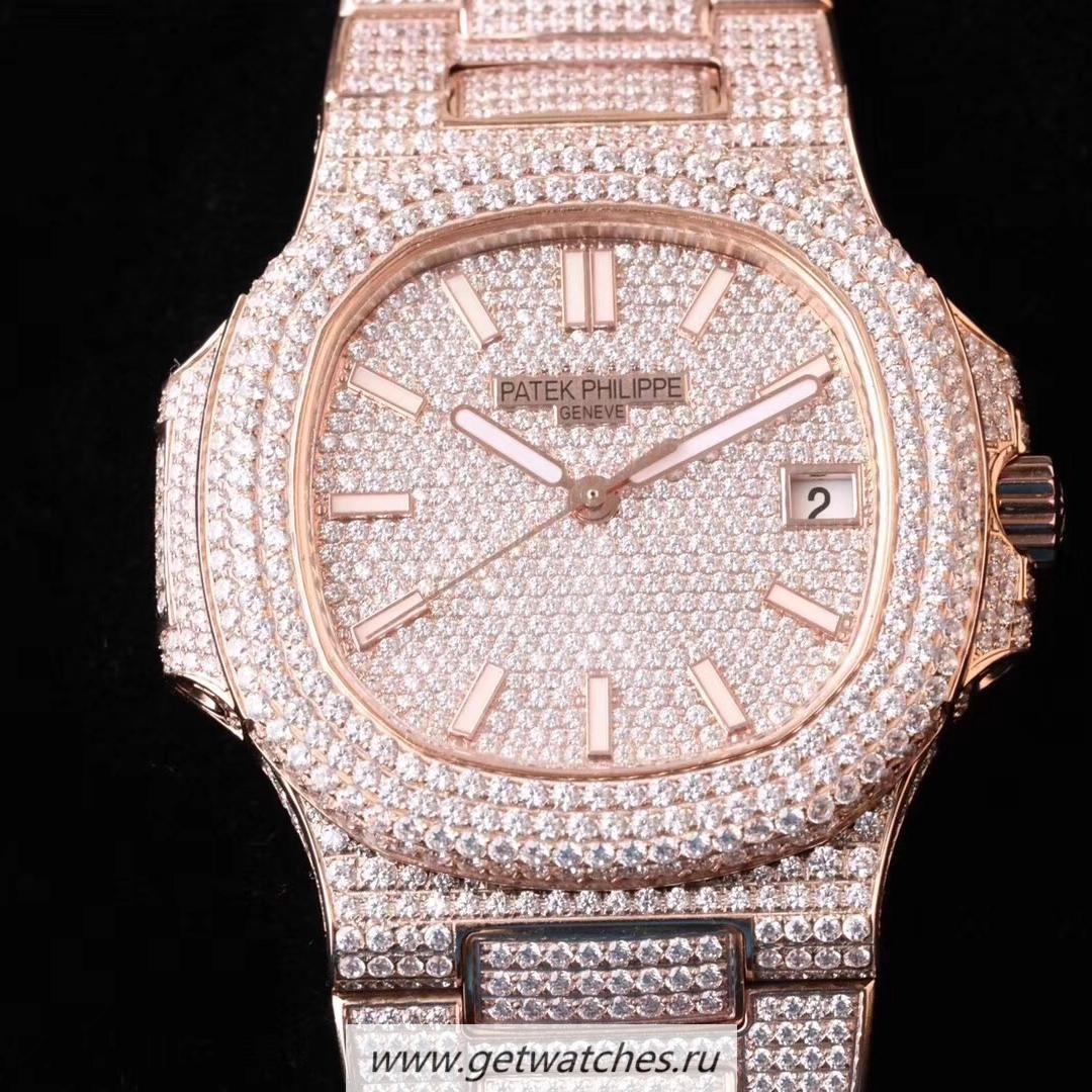 Fake Pat*k Phi1i*pe Nautilus Jumbo 5719/10G-010 Noob Factory V2 Rose Gold & D1am0nds D1am0nd Dial 324SC