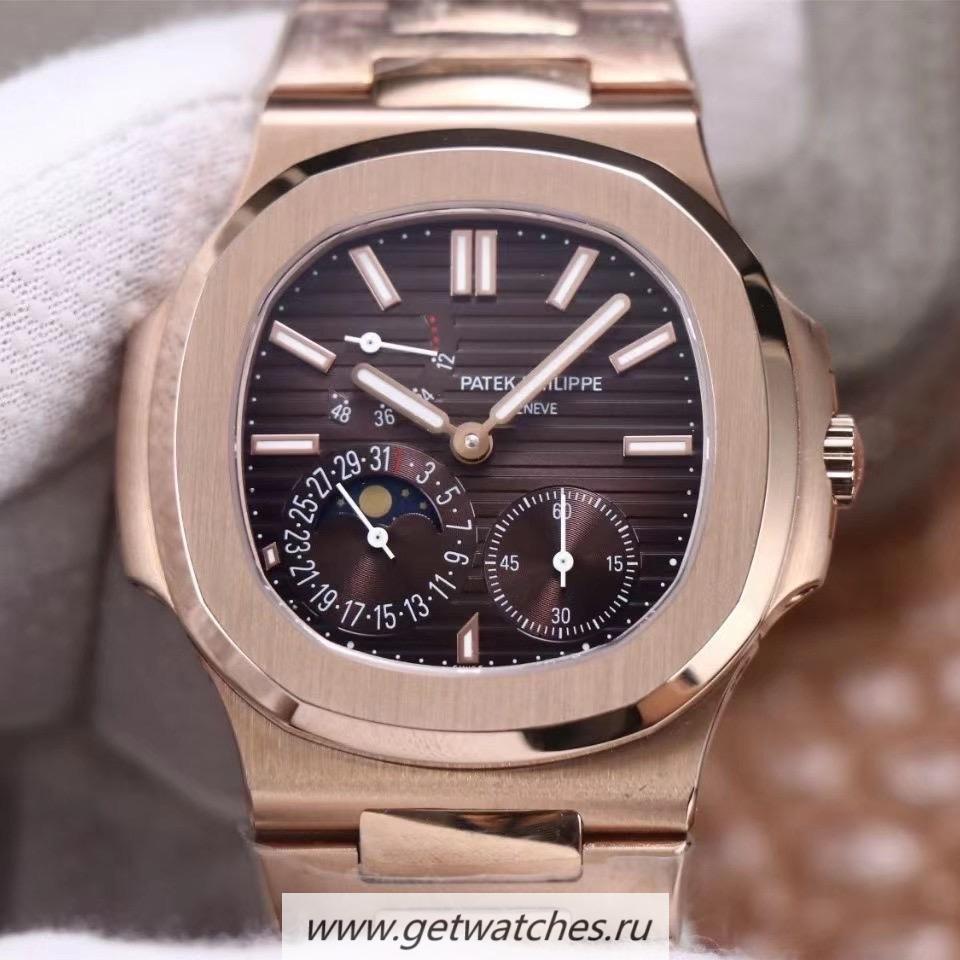 Fake Pat*k Phi1i*pe Nautilus Moonphase 5712 PF Rose Gold Brown Dial 240 PS