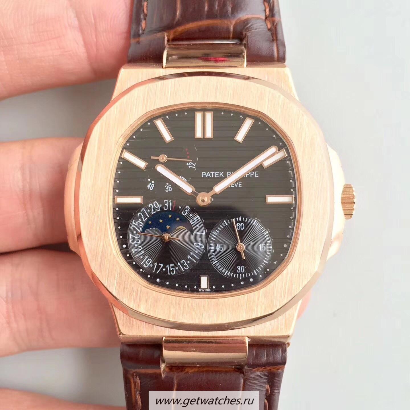 Shop Pat*k Phi1i*pe Nautilus Moonphase 5712R-001 Noob Factory Rose Gold Black Dial 240 PS IRM C LU