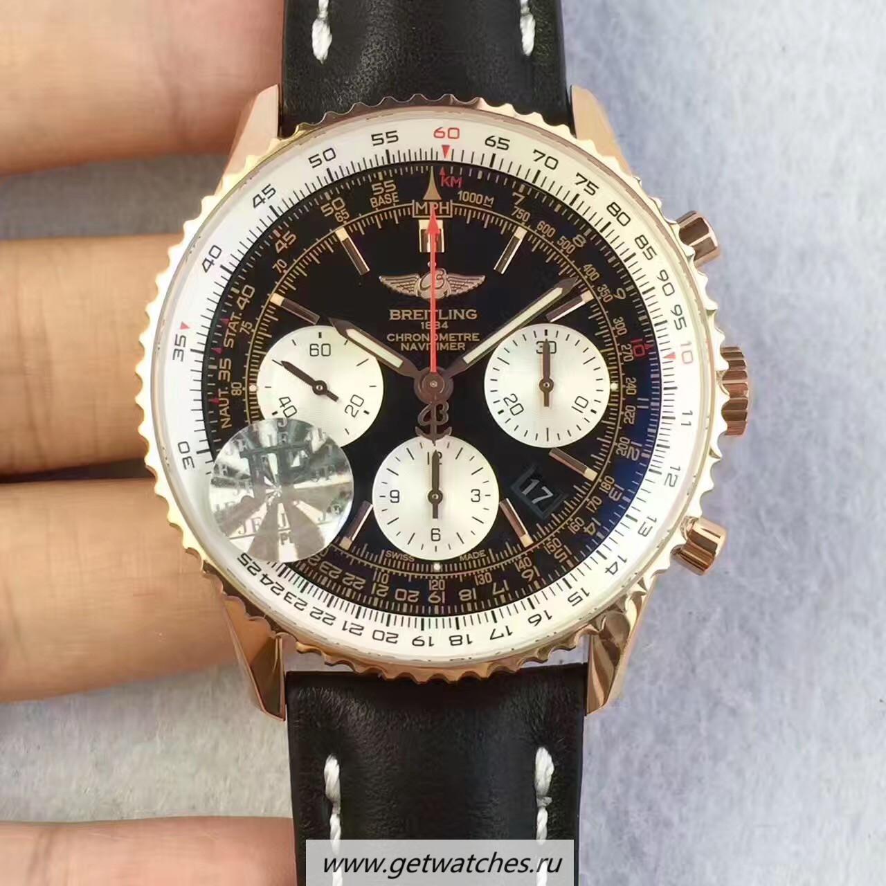 Fake Breitling Navitimer 01 RB012012.BA49.435X.R20BA.1 JF Rose Gold Black Dial 7750