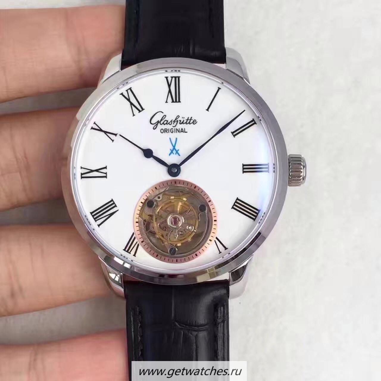 Shop Glashutte Original Senator Meissen Tourbillon 1-94-11-01-01-04 SS White Dial Tourbillon