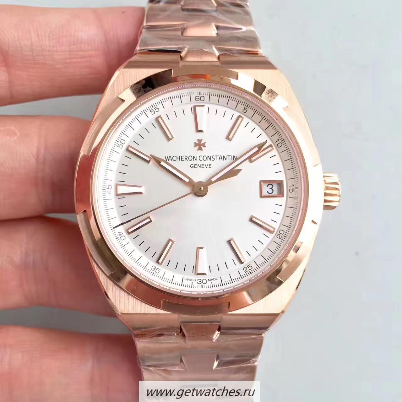Replica Vacheron C0nstan1n Overseas 47040 8F Rose Gold White Dial 5100