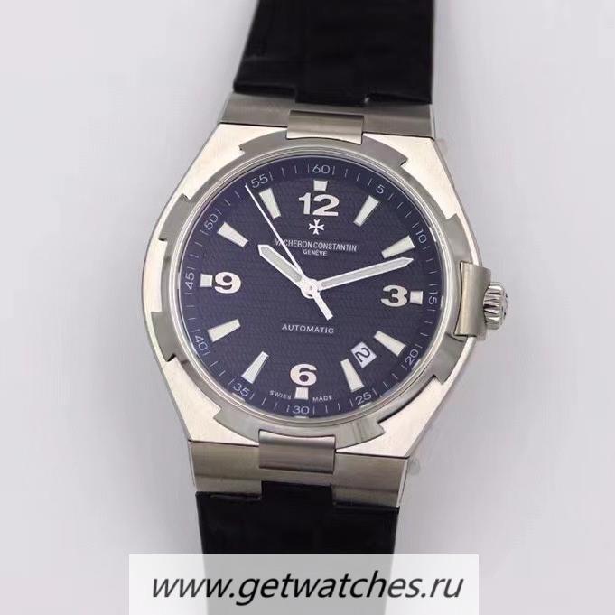 Perfect Replica Vacheron C0nstan1n Overseas MKSF SS Black Dial Leather Strap M9015