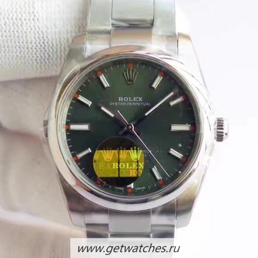Copy R01ex Oyster Perpetual 39 114300 2018 UBF SS Green Dial 2836
