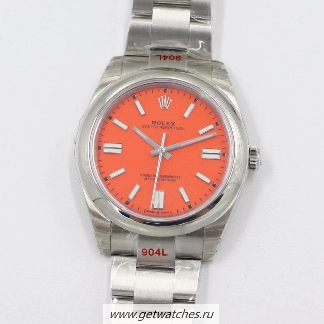 Fake R01ex Oyster Perpetual 41 124300 EWF SS 904L Orange Dial 3230