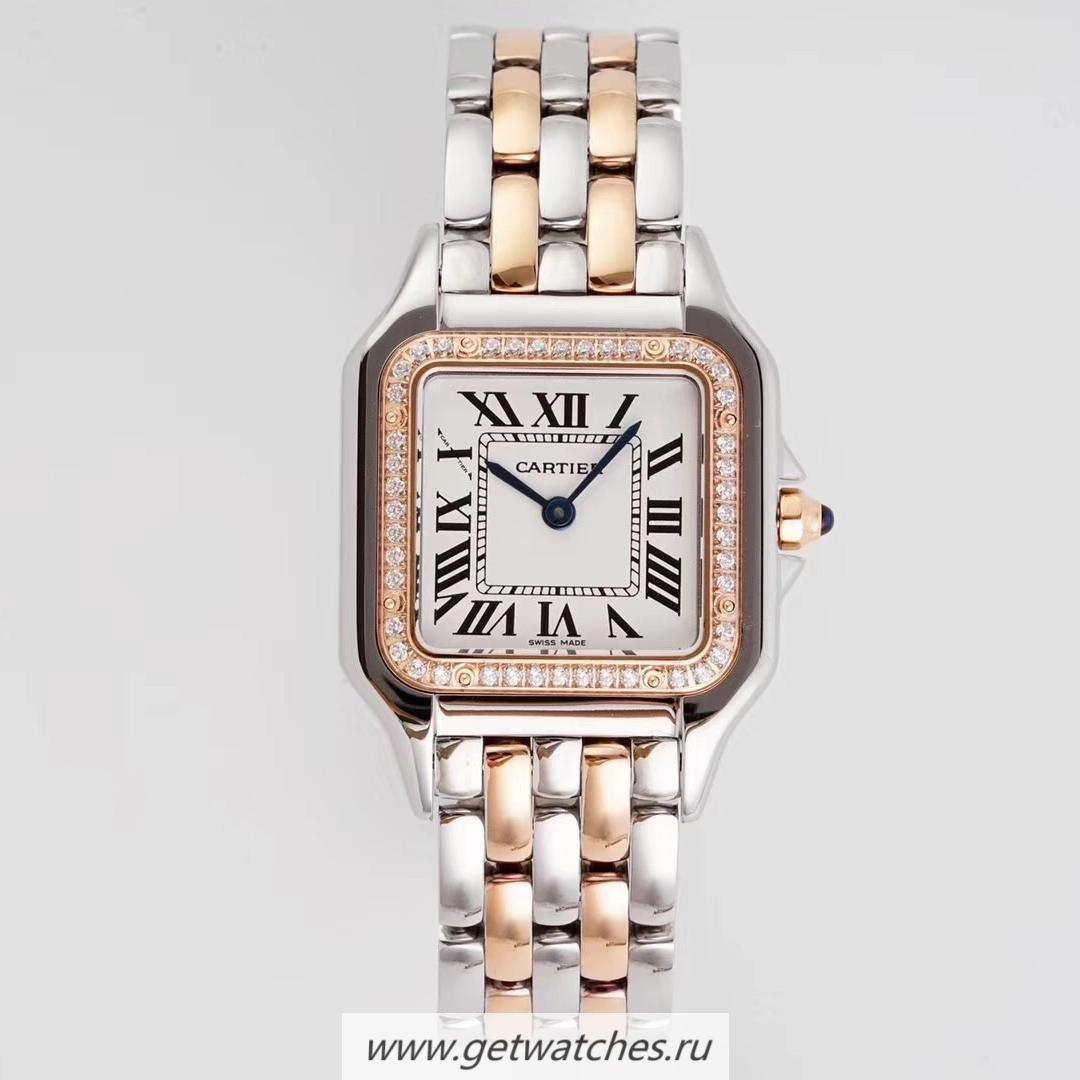 Replica Ca*t1er Panthere Medium Ladies W3PN0007 AF SS & Rose Gold White Dial Ronda Quartz