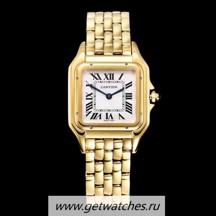 High Quality Ca*t1er Panthere Medium Ladies WGPN0009 27mm GF Yellow Gold White Dial Ronda Quartz