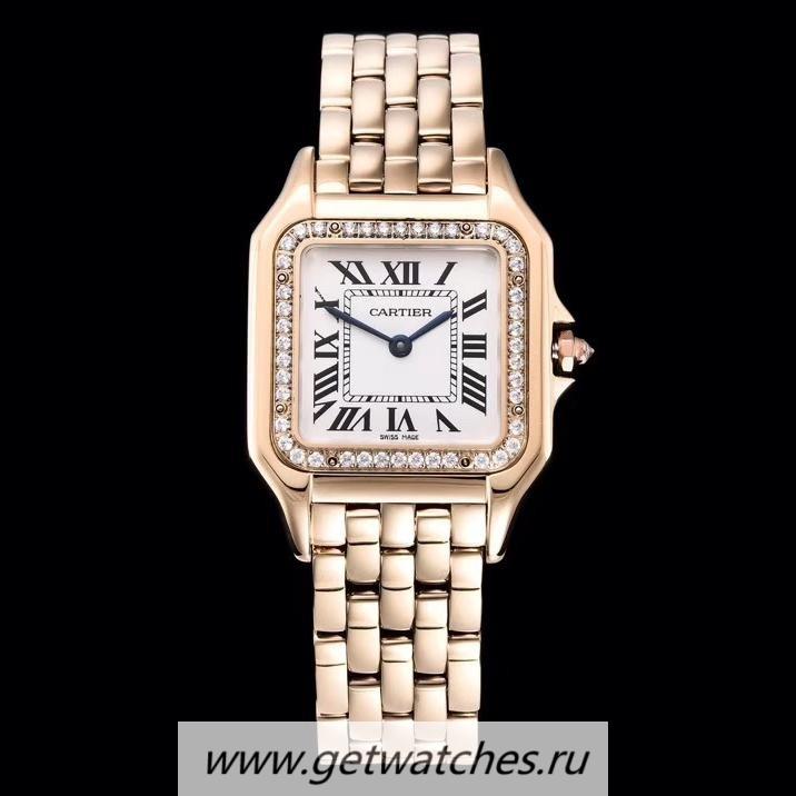 Copy Ca*t1er Panthere Medium Ladies WJPN0009 27mm GF Rose Gold & D1am0nd White Dial Ronda Quartz