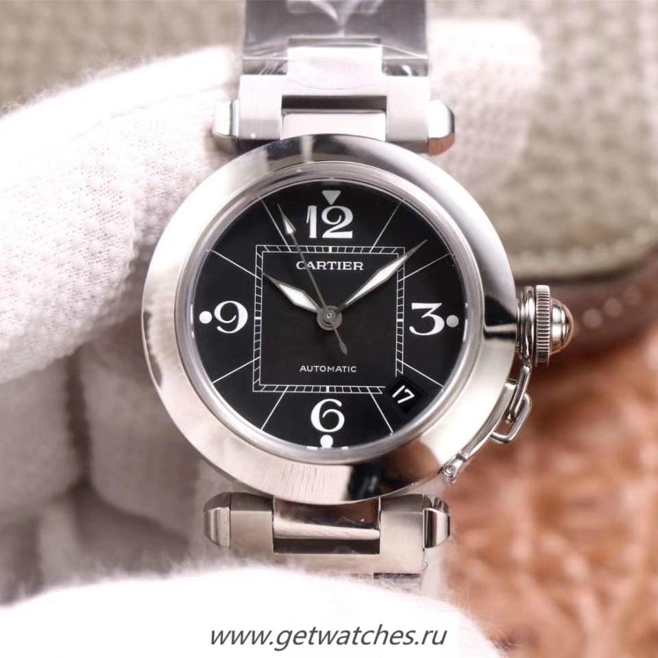 Shop Ca*t1er Pasha W31074M7 35mm V9F SS Black Dial 2892