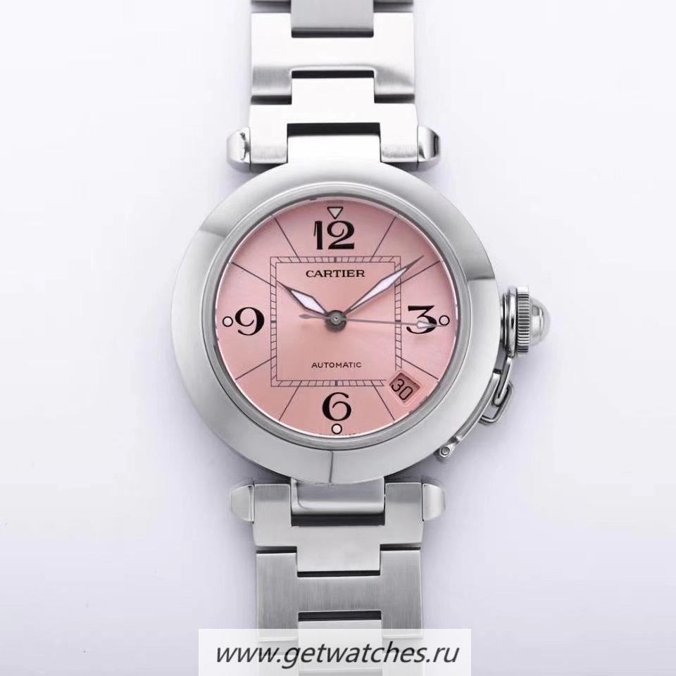 Best Price Ca*t1er Pasha W31074M7 35mm V9F SS Pink Dial 2892