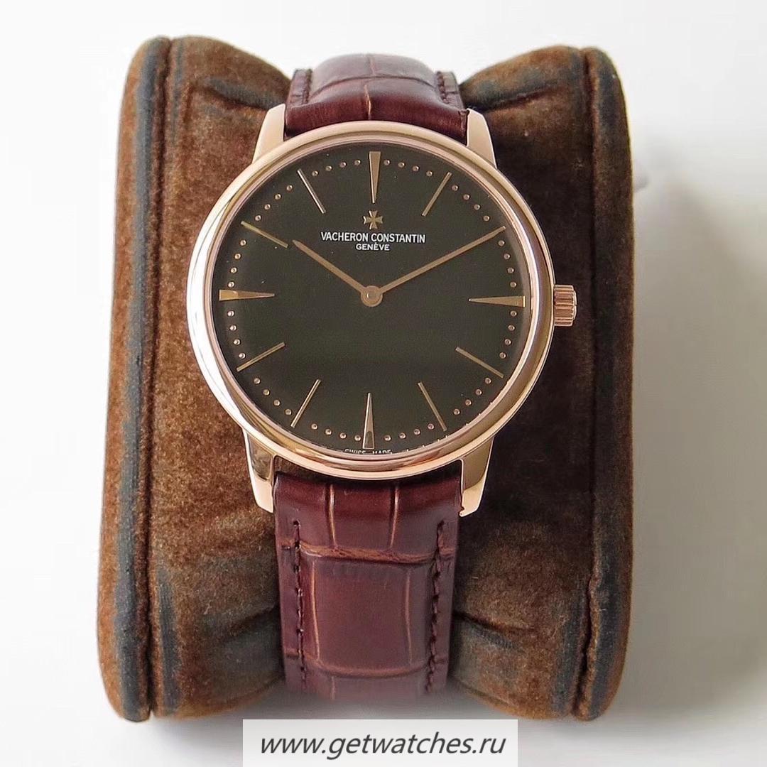 Copy Vacheron C0nstan1n Patrimony 81180/000R-9283 KZF Rose Gold Black Dial M9015