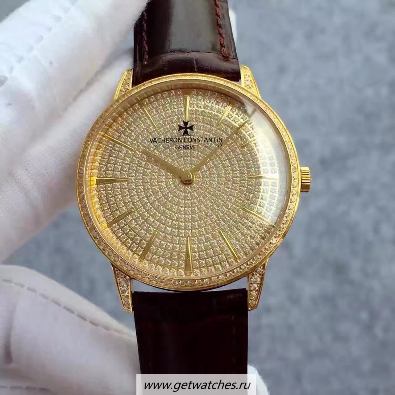High Quality Vacheron C0nstan1n Patrimony 86615/CA2R Yellow Gold & D1am0nds D1am0nds Dial 2460