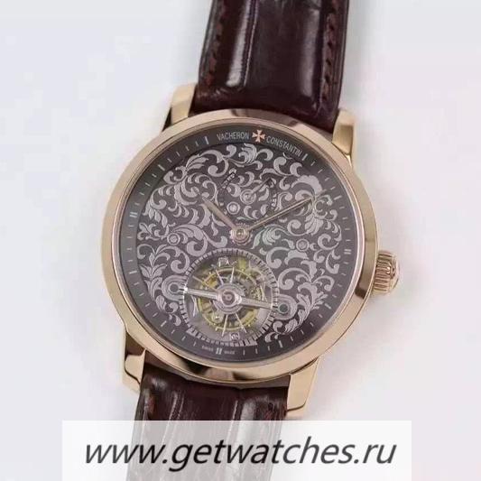 High Quality Vacheron C0nstan1n Patrimony Tourbillon Rose Gold Black Dial Tourbillon