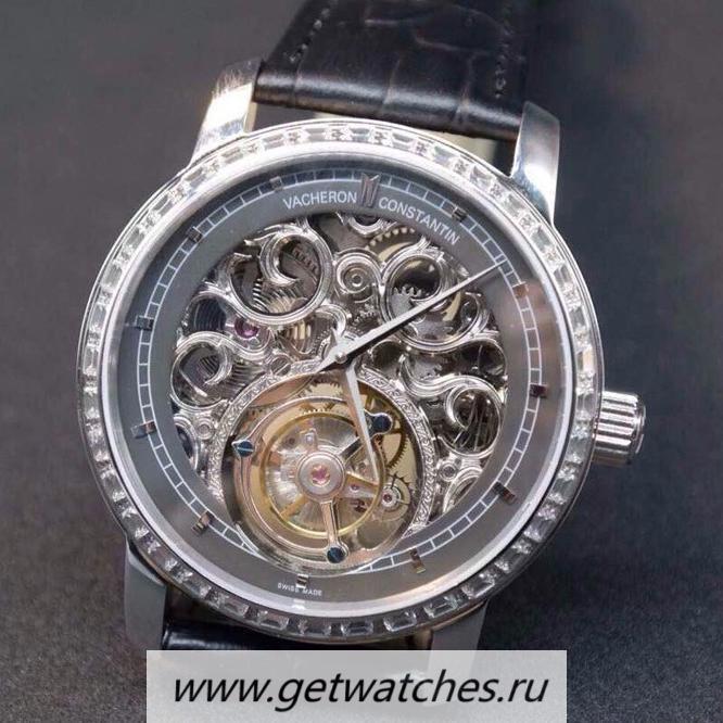 NEW Replica Vacheron C0nstan1n Patrimony Tourbillon SS & D1am0nds Skeleton & Gray Dial Tourbillon
