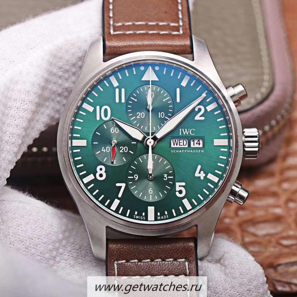 Replica IWC Pilot Chrono IW377726 Edition Racing ZF SS Green Dial 7750