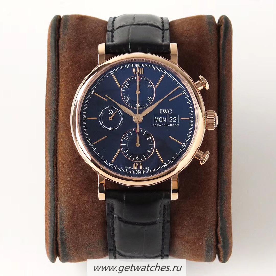 Shop IWC Portofino Chrono ZF Rose Gold Blue Dial 79320