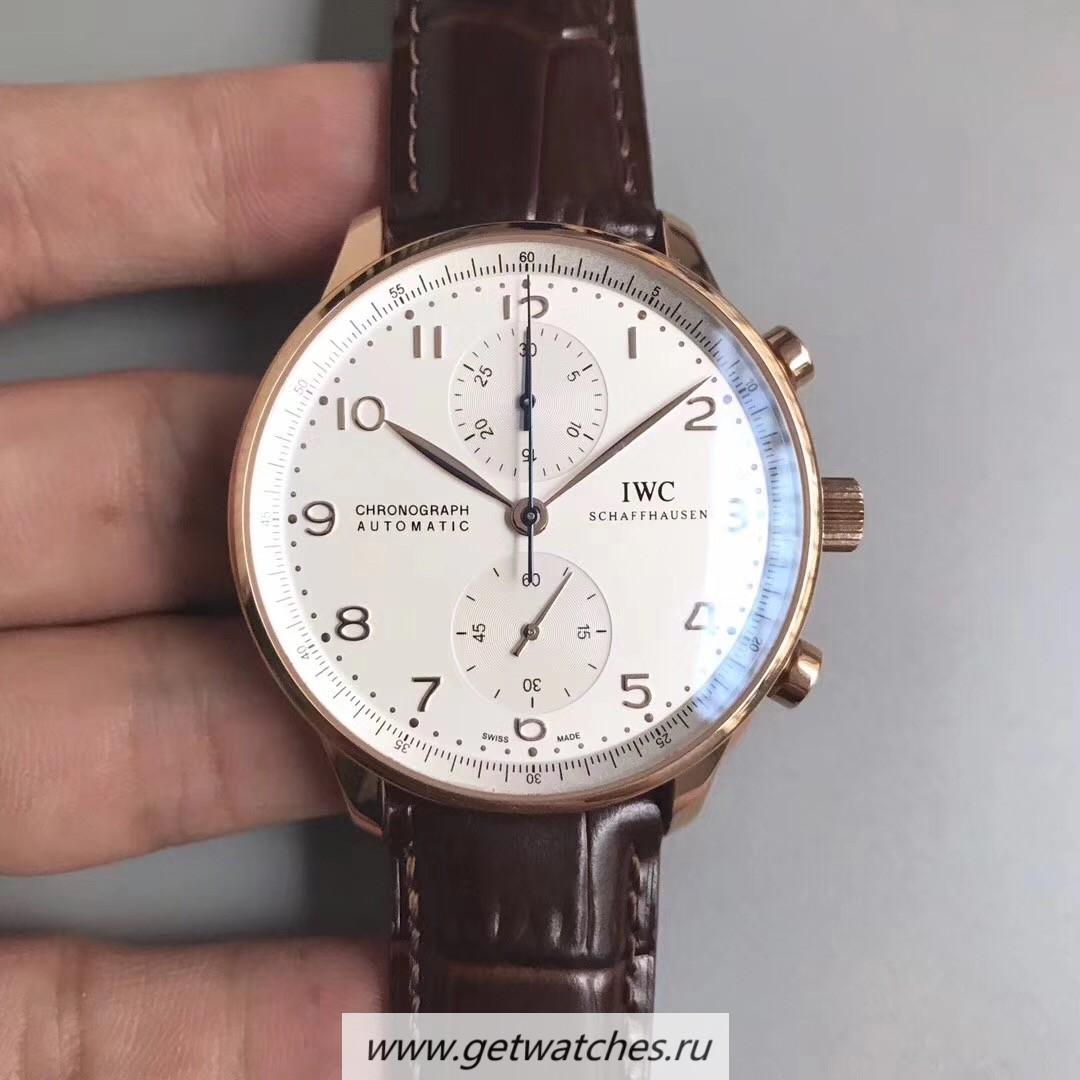 High Quality IWC Portugieser Chrono IW371480 ZF Rose Gold White Dial 7750