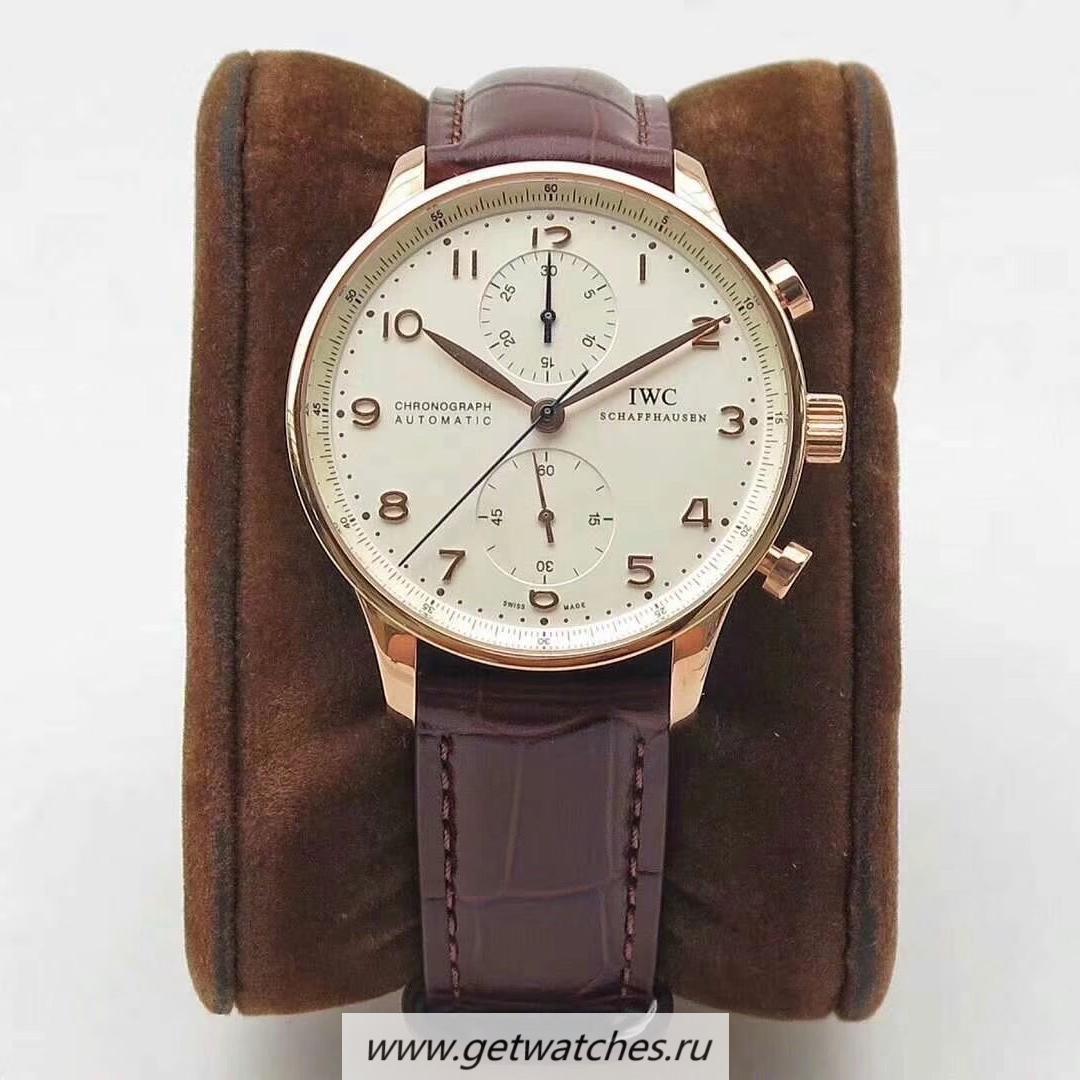 Fake IWC Portugieser Chrono IW371480 ZF V2 Rose Gold White Dial 7750