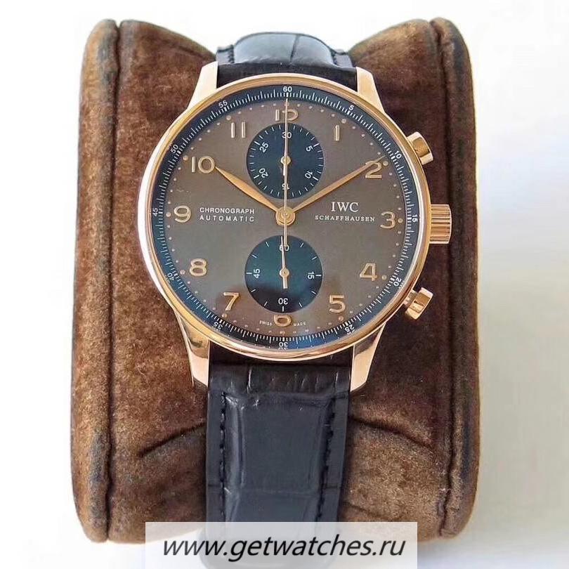 Fake IWC Portugieser Chrono IW371482 ZF V2 Rose Gold Chocolate Dial 7750