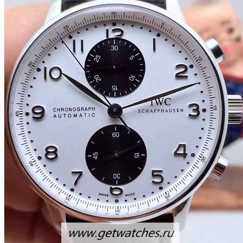 High Quality IWC Portuguese IW3714 Chrono SS White & Black Dial 89000