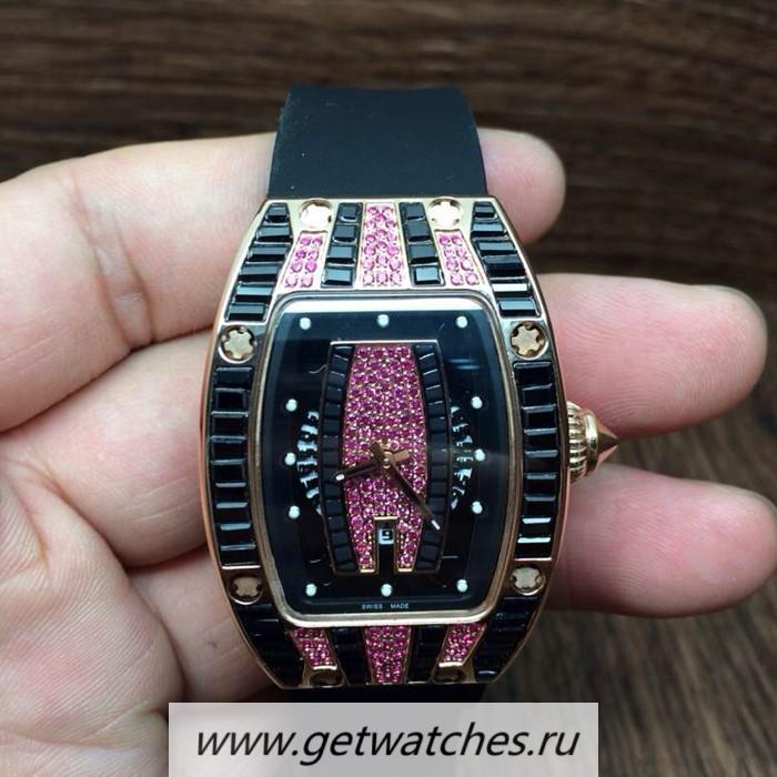High Quality Richard Mille RM007 Ladies Rose Gold Pink D1am0nds Dial M6T51