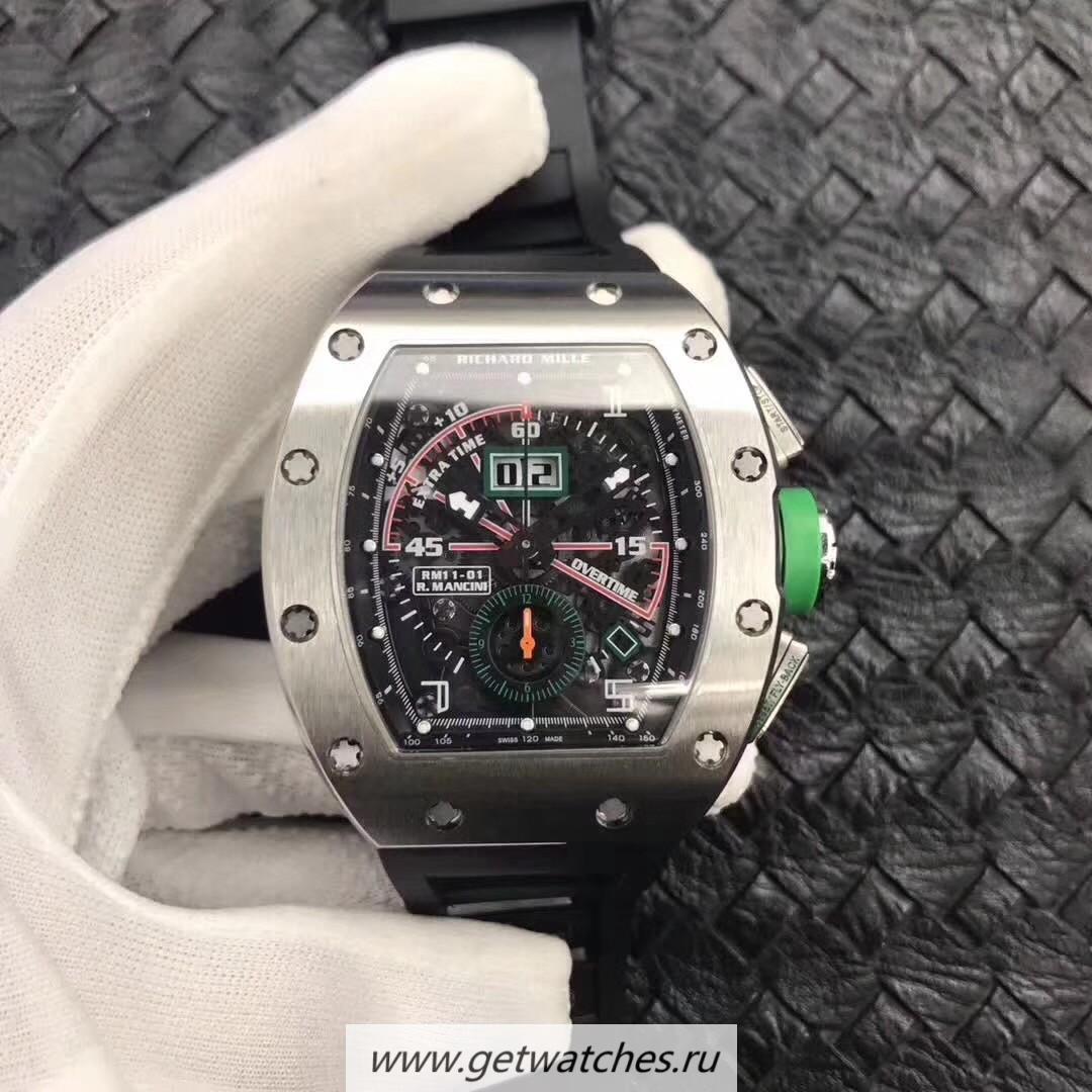 Replica Richard Mille RM011-01 R Mancini Flyback Chrono KVF Titanium Black Skeleton Dial 7750