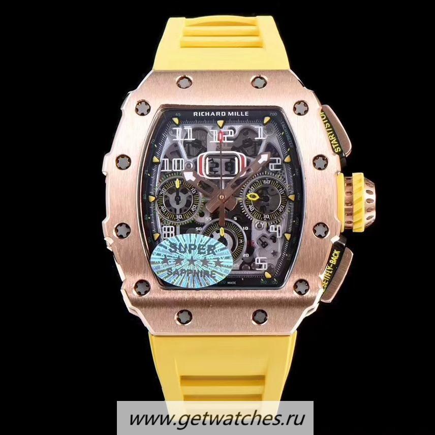 High Quality Richard Mille RM011-03 KVF Rose Gold Black Dial 7750