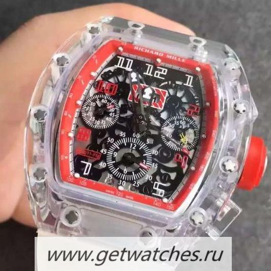 Best Price Richard Mille RM011-FM Shappire Red & Skeleton Dial 7750