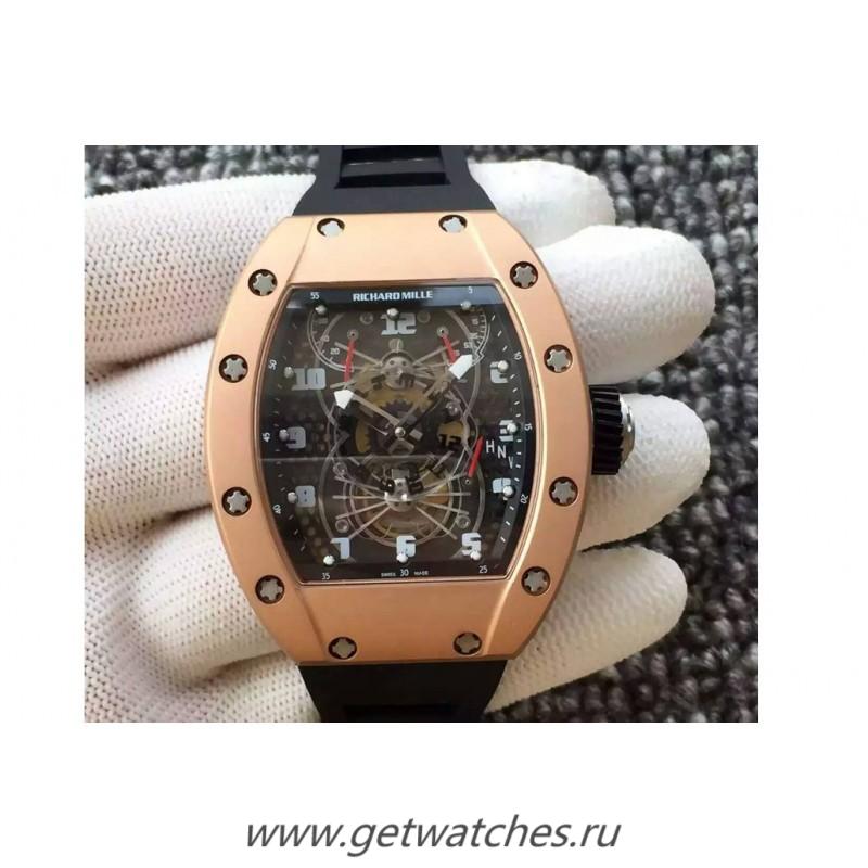 Fake Richard Mille RM022 Aerodyne Dual Time Zone Rose Gold Skeleton Dial M9015