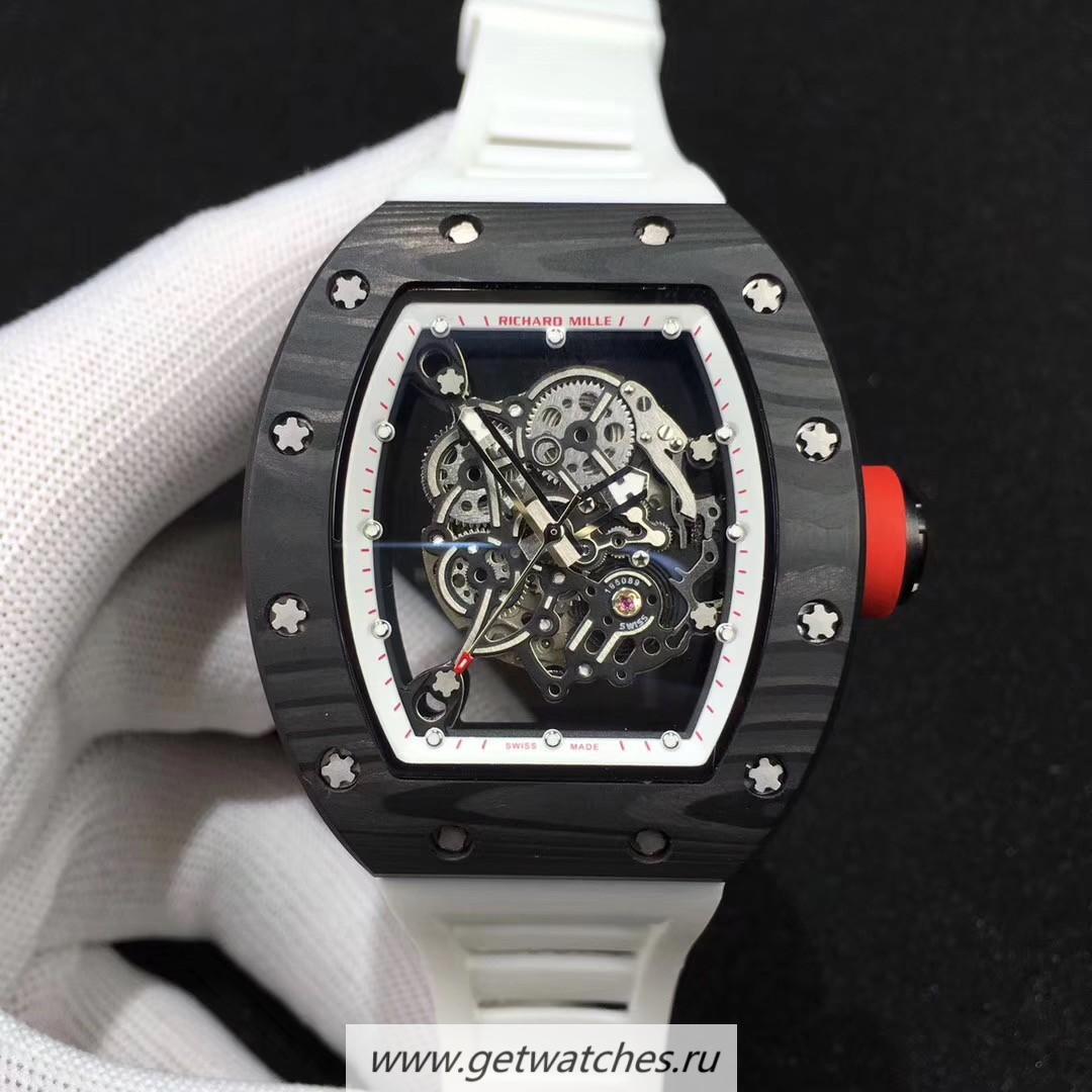 Perfect Replica Richard Mille RM055 Bubba Watson KVF V2 Forged Carbon White Dial M8215