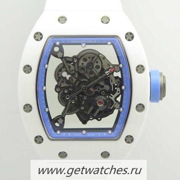 Fake Richard Mille RM055 KVF V2 White Ceramic Blue Skeleton Dial M8215