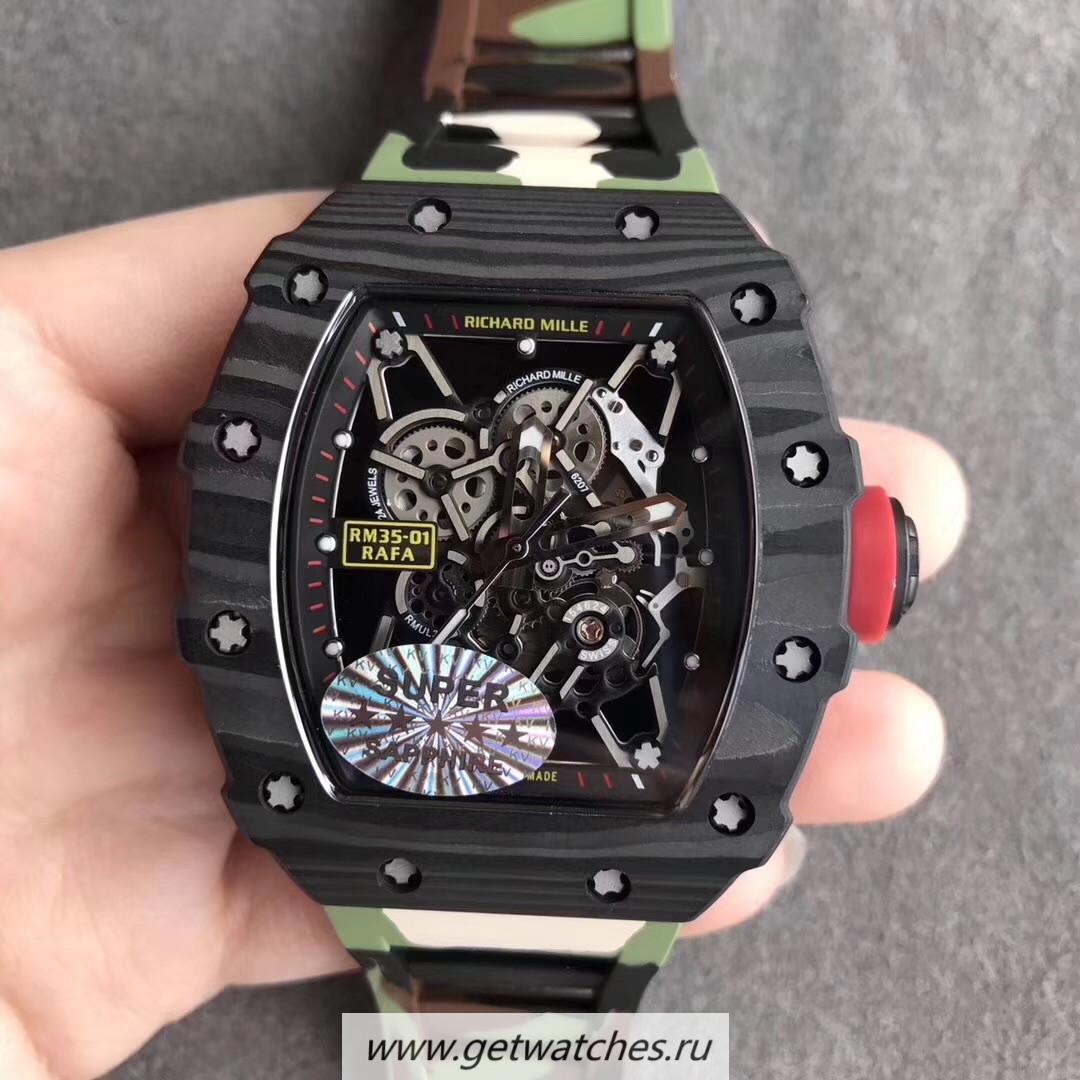 Copy Richard Mille RM35-02 Rafael Nadal KVF Forged Carbon Skeleton Dial M8215