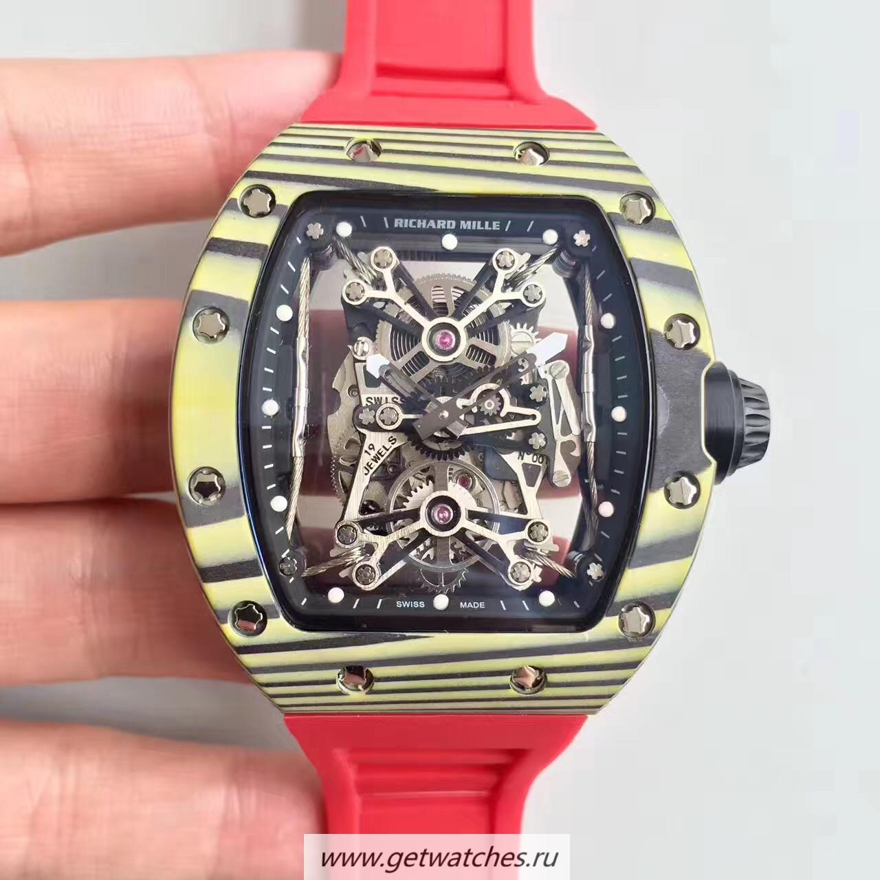Fake Richard Mille RM50-27-01 NTPT KVF Yellow Forged Carbon Black & Skeleton Dial M9015