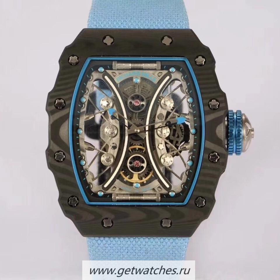 Shop Richard Mille RM53-01 Tourbillon Pablo Mac Donough KVF Forged Carbon Skeleton Blue Dial M9015