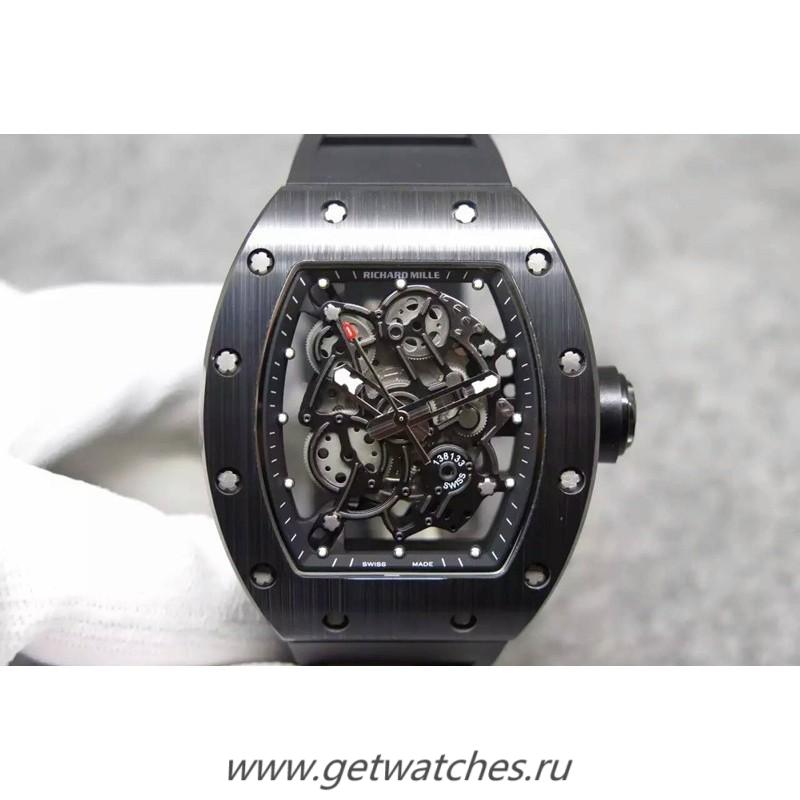 High Quality Richard Mille RM55 Black Ceramic Black Skeleton Dial M8215