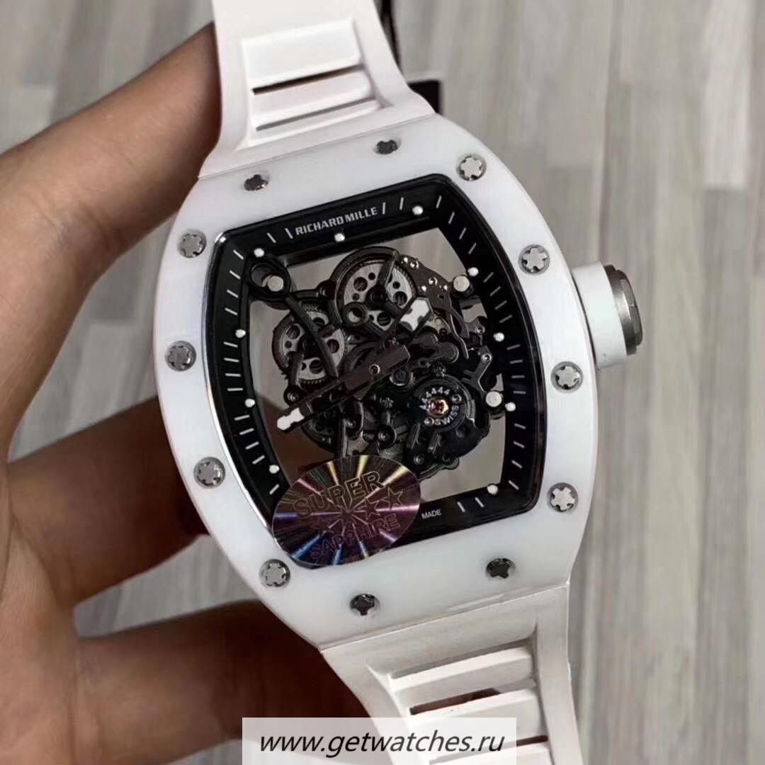 High Quality Richard Mille RM55 KVF White Ceramic Skeleton Dial M8215