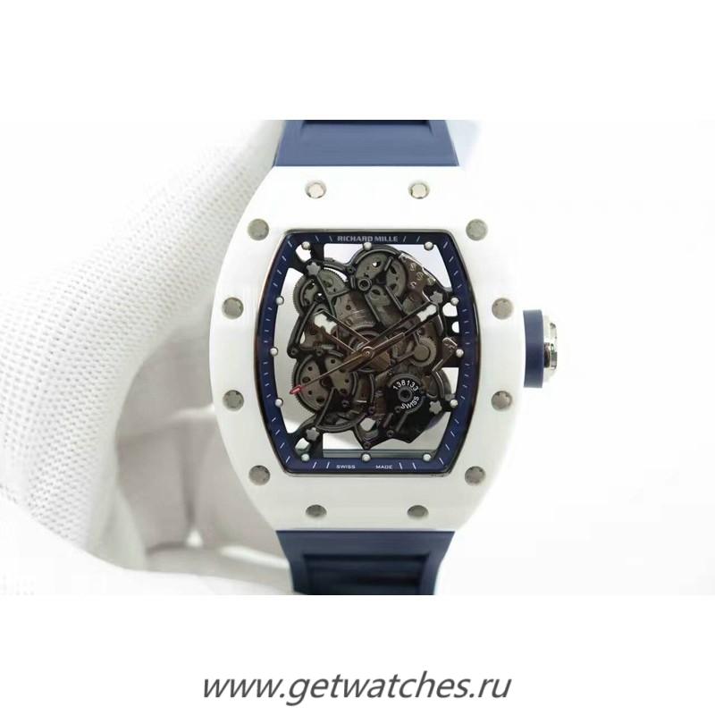Best Price Richard Mille RM55 White Ceramic Blue Skeleton Dial M8215
