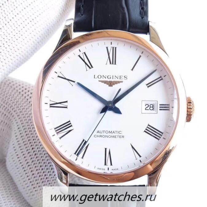 Perfect Replica Longines Record L2.821.4.11.2 AF SS & Rose Gold White Dial L888.4